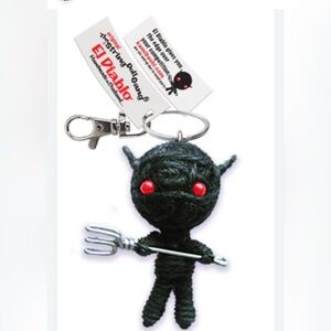El Diablo Black Keychain with Red Eyes
